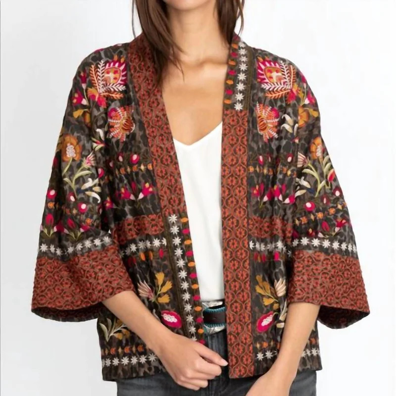 Johnny Was Rosalva Cropped Kimono - Brown | Verishop