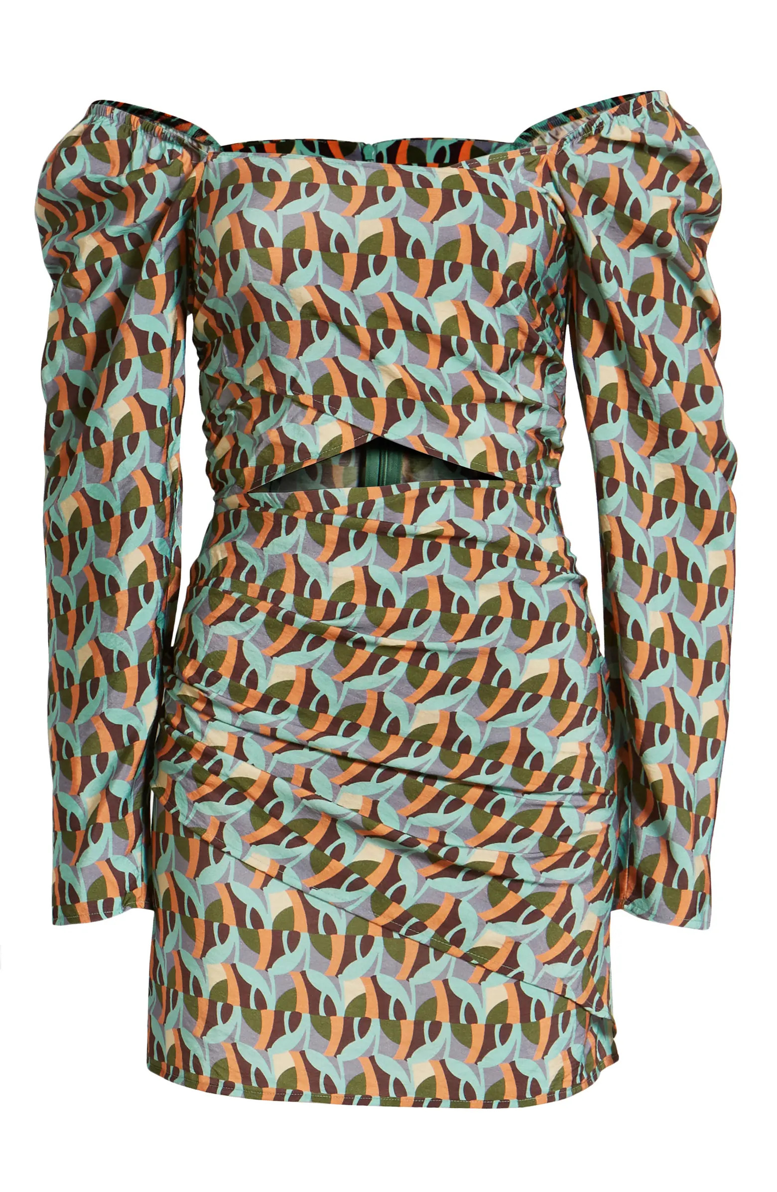 Topshop Geo Print Cutout Detail Long Sleeve Dress | Nordstrom | Nordstrom