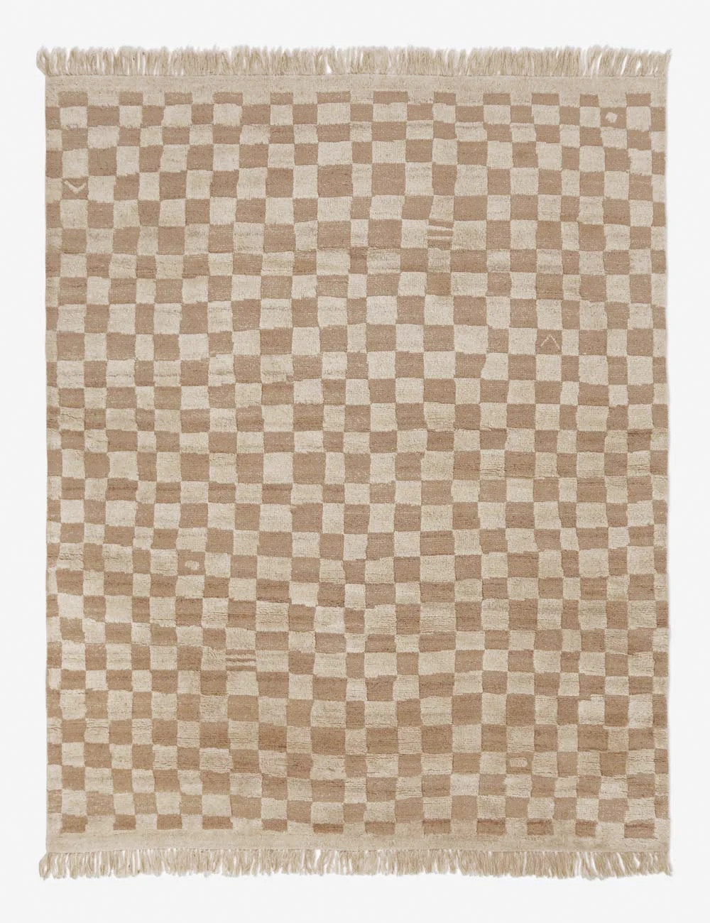 Irregular Checkerboard Hand-Knotted Wool Rug by Sarah Sherman Samuel, Natural, 2'6" x 8' | Lulu and Georgia 