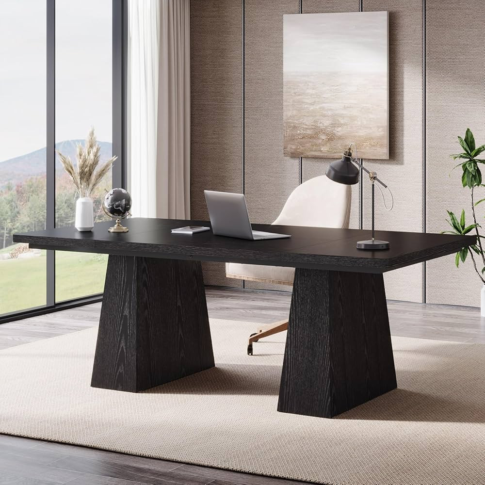 Tribesigns 63-Inch Executive Desk, Large Office Computer Desk with Double Pedestal, Modern Simple... | Amazon (US)