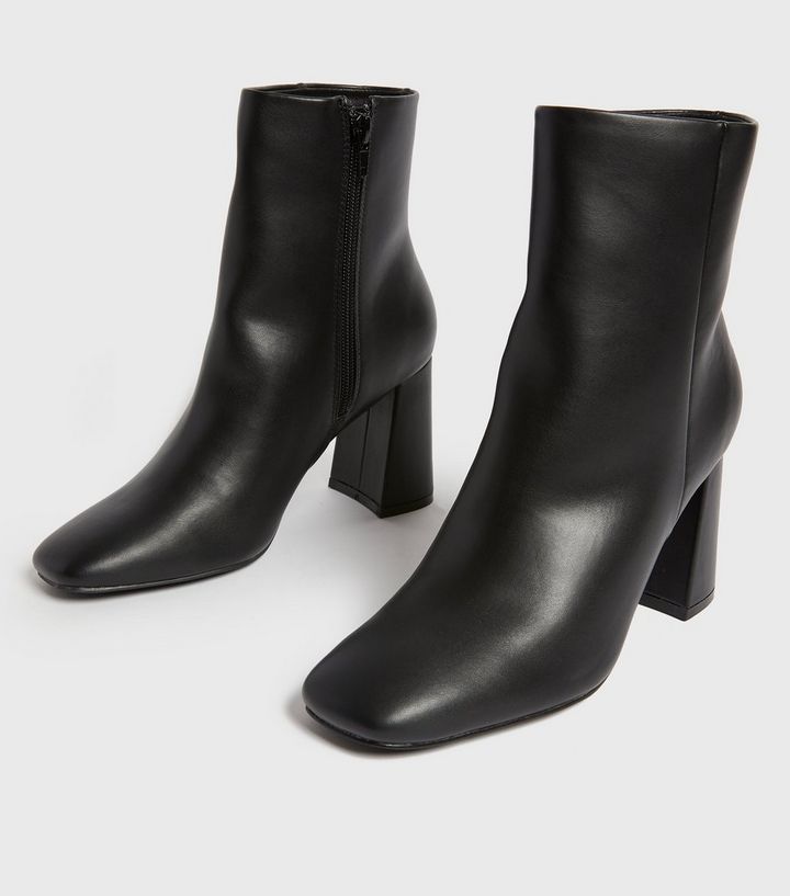 Black Square Toe Flared Block Heel Ankle Boots
						
						Add to Saved Items
						Remove from ... | New Look (UK)
