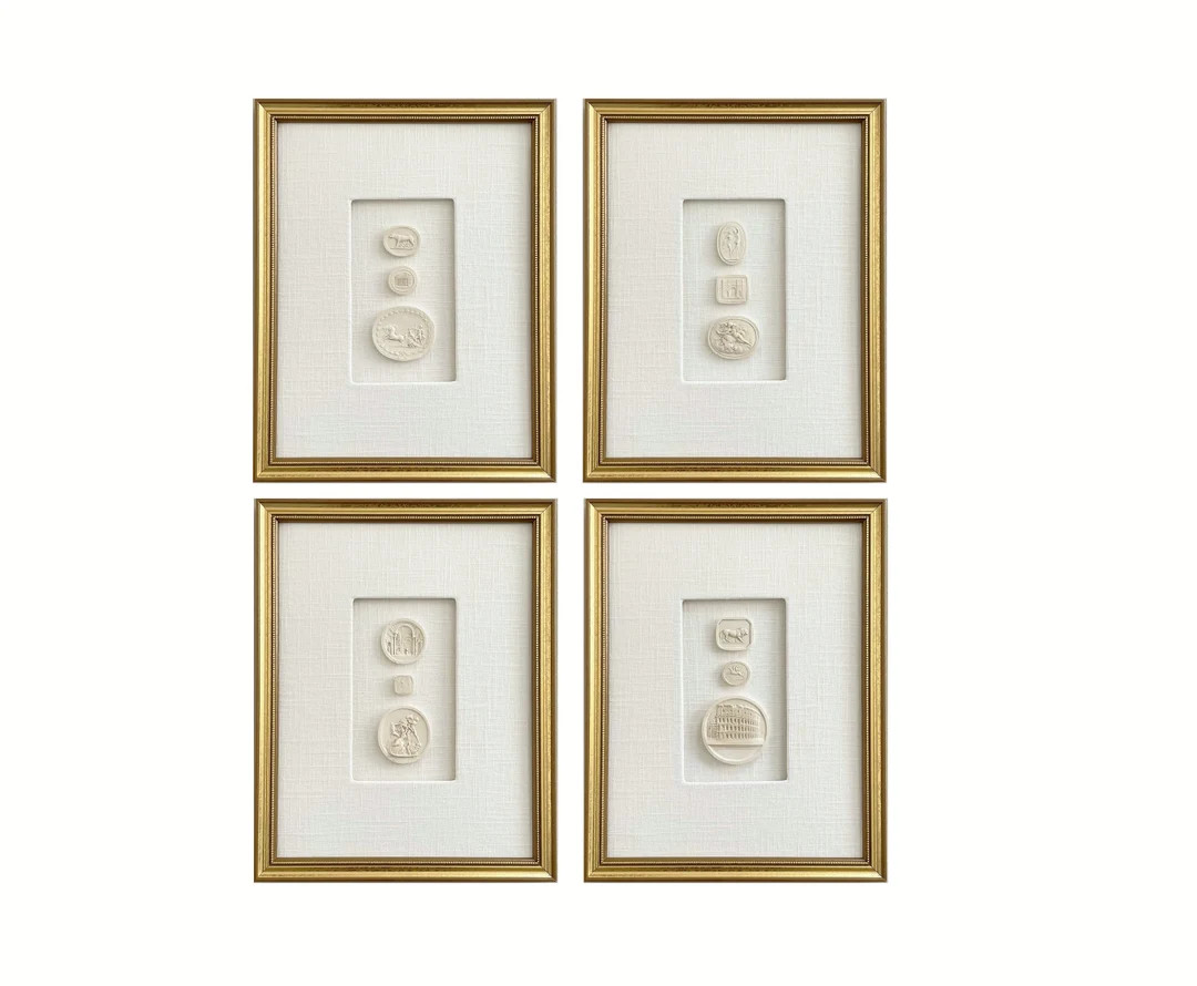 Intaglios Set of 4 European Intaglios Linen Shadowbox Framed Art - Etsy | Etsy (US)
