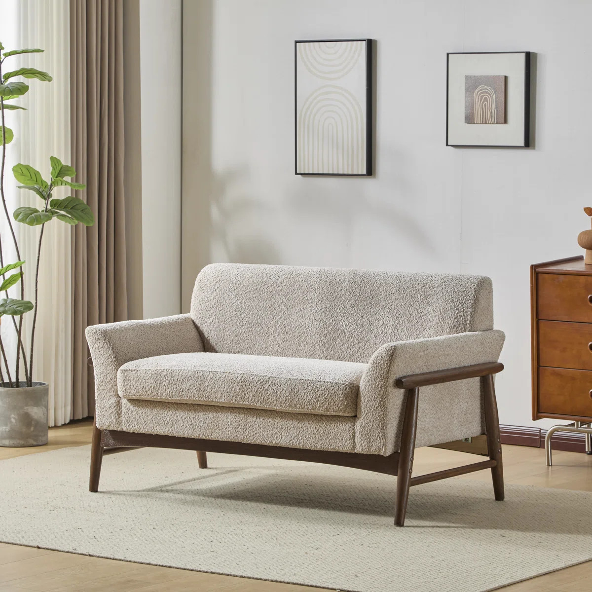 Bryshaun Linen Flare Arm Loveseat | Wayfair North America