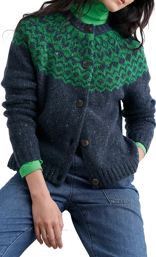 Port Kinnis Fair Isle Merino Wool Blend Cardigan | Nordstrom