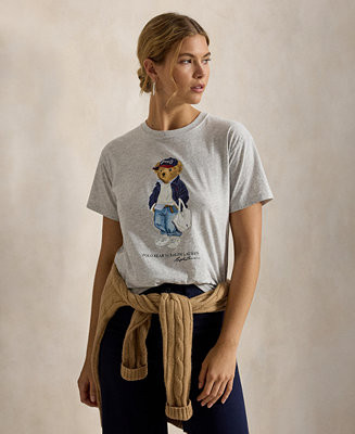 Women's Bear Print Crew Neck T-Shirt | Macy's