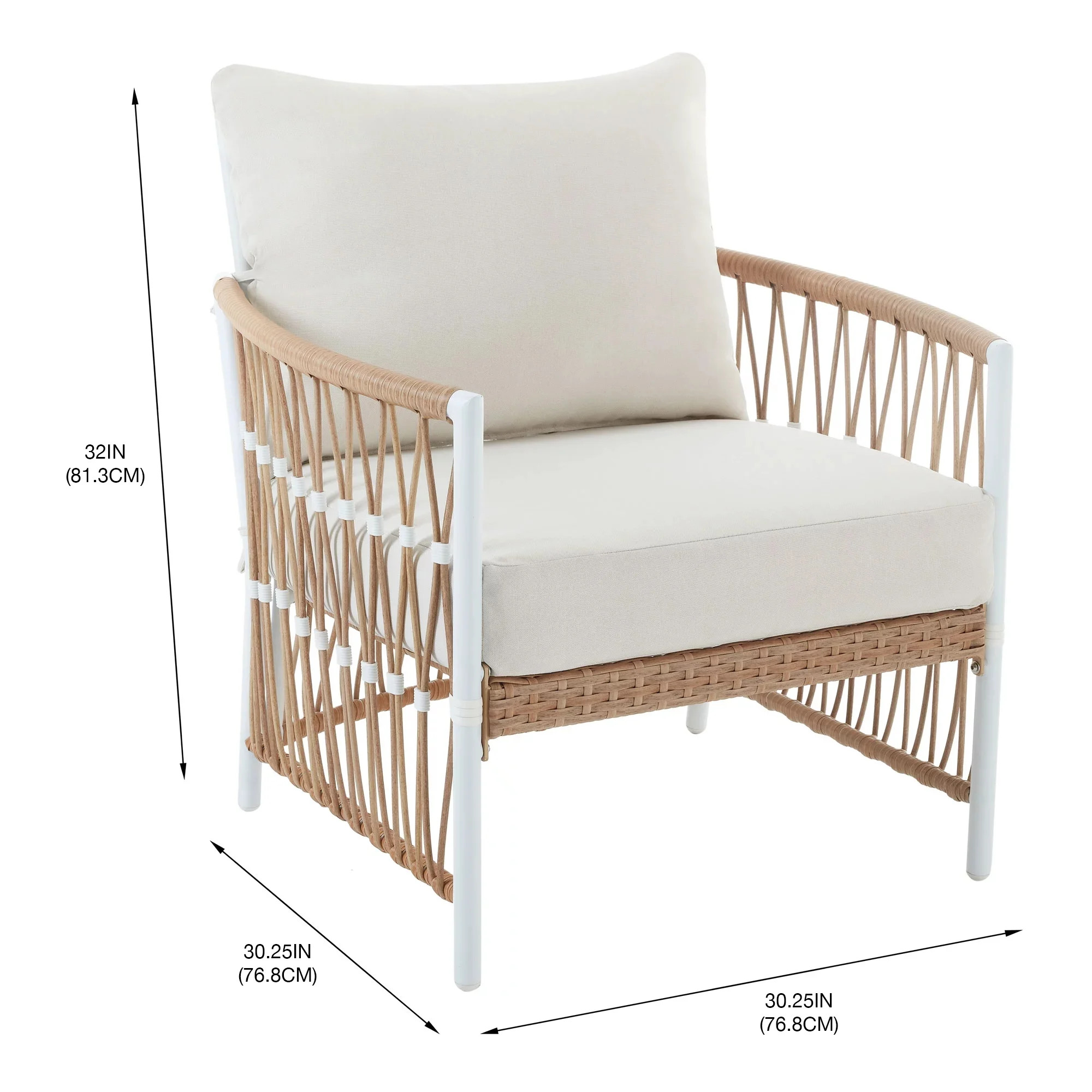 Better Homes & Gardens Lilah 2-Pack Outdoor Wicker Lounge Chairs, White | Walmart (US)