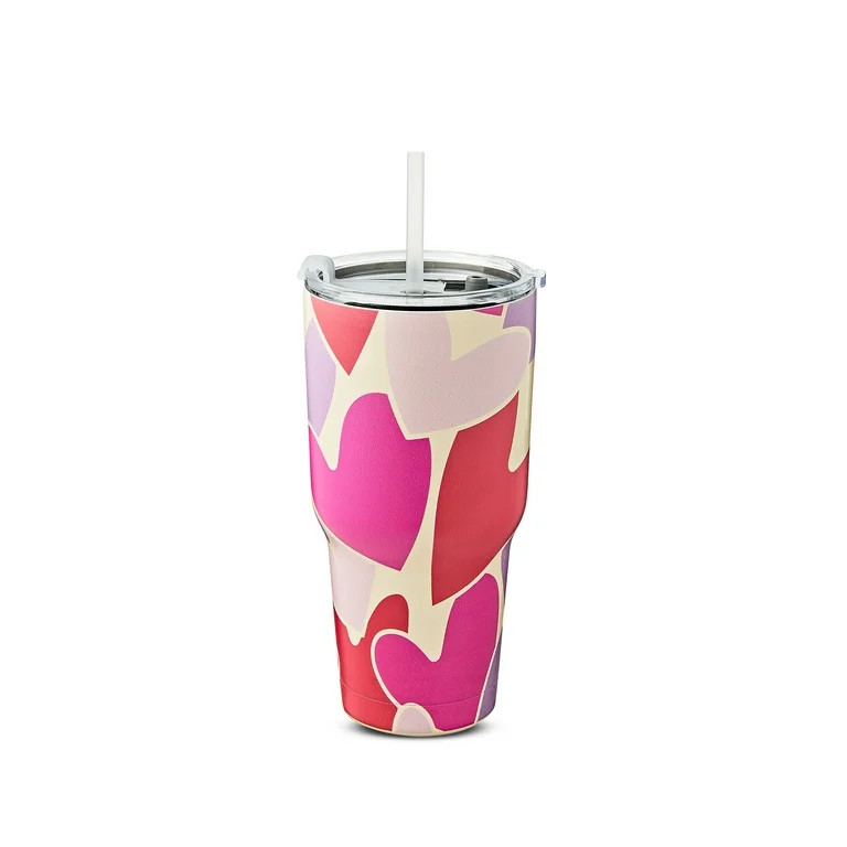 Valentine's Day 32 oz Multicolor Hearts Stainless Steel Tumbler, by Way To Celebrate | Walmart (US)