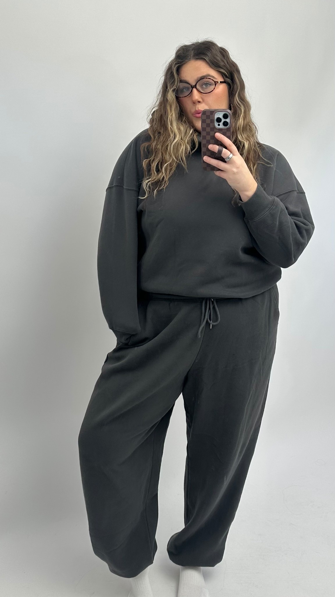 XXL in top and bottoms !! Matching sweat set. Blue light glasses ! 

#LTKdayinmylife #LTKPlusSize #LTKootd