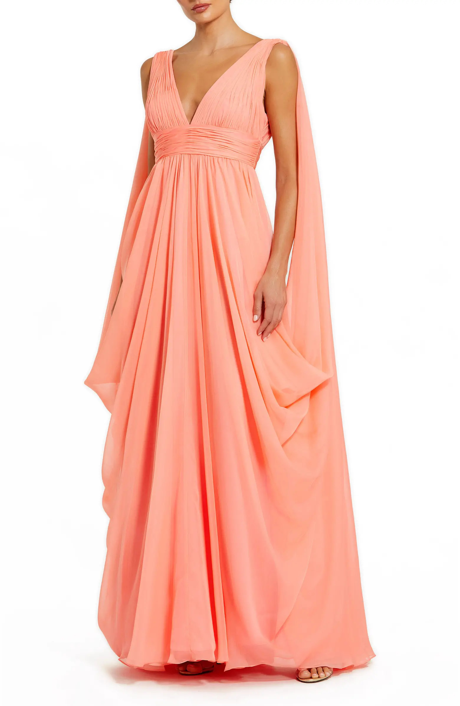 Mac Duggal Drape Detail V Neck Chiffon Gown | Nordstrom | Nordstrom