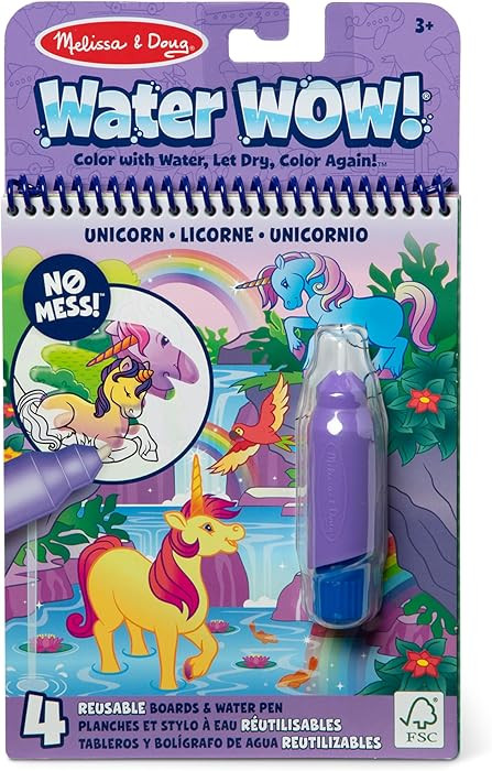 Melissa & Doug Water Wow! Reusable Water-Reveal Coloring Activity Pad Travel Toy \u2013 Unicorn -... | Amazon (US)