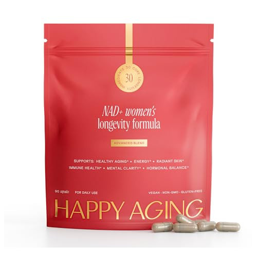 Happy Aging NAD+ Advanced Longevity Formula for Women – Cellular Regeneration & Mitochondrial Support with NMN, NR, Resveratrol, CoQ10 & Urolithin A – Energy & Healthy Aging Supplement – 90 Capsules | Amazon (US)