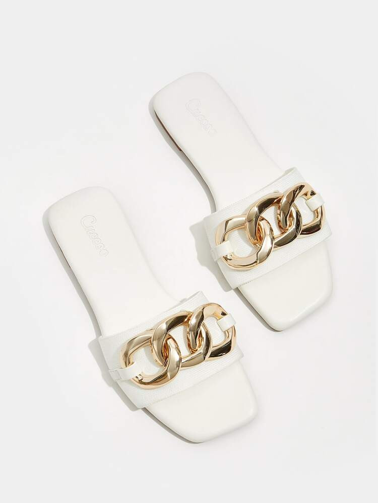 Cuccoo Chain Decor Slide Sandals | SHEIN
