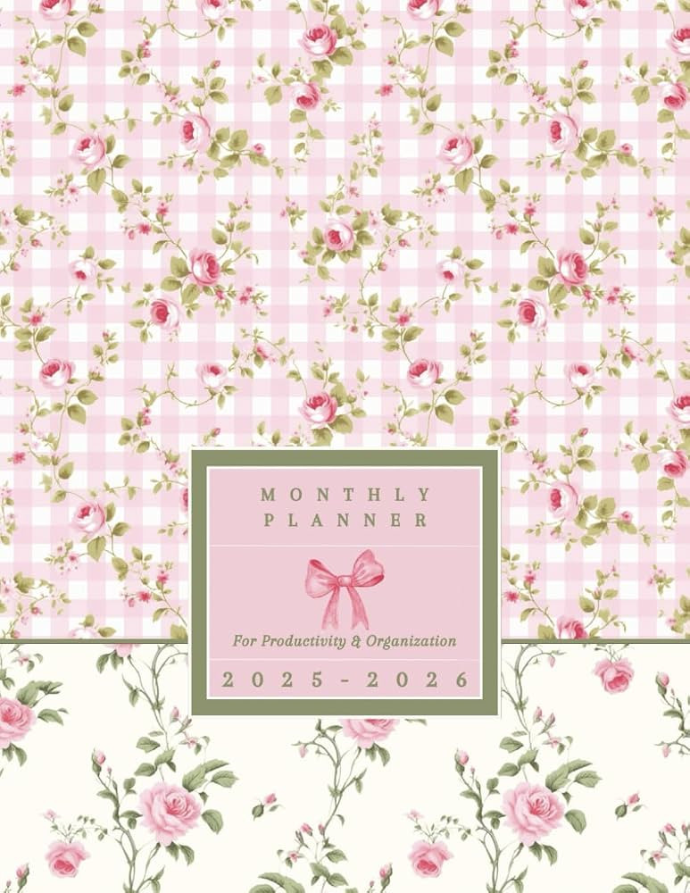 Coquette Monthly Planner 2025-2026: Pink Floral Girly Calendar Agenda For Productivity and Organi... | Amazon (US)