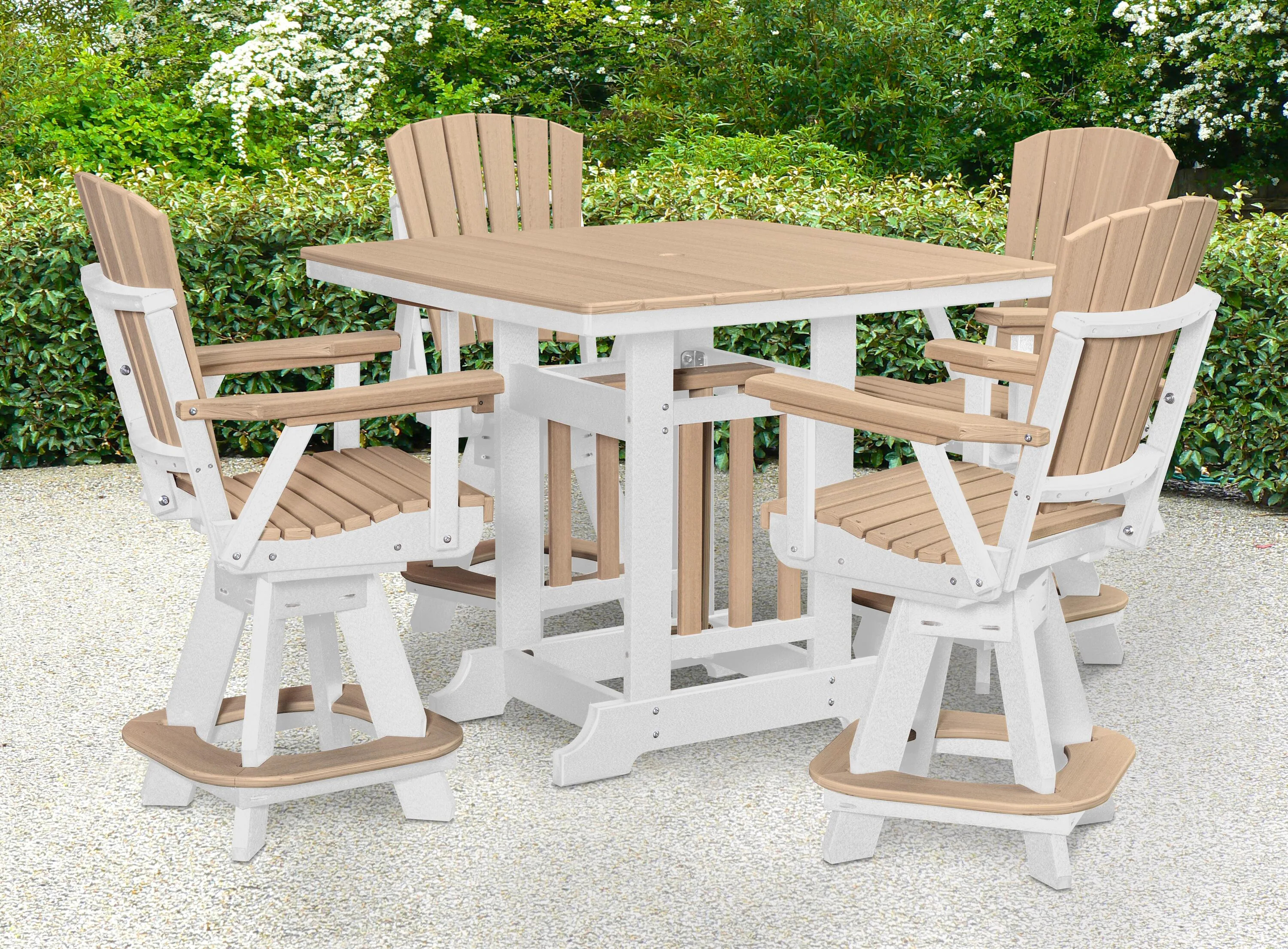 American Furniture Classics Adirondack 5 -Piece White Counter height HDPE Square Table with 4 Swivel Chairs one_size | CJ130WWWT-K | Lowe's