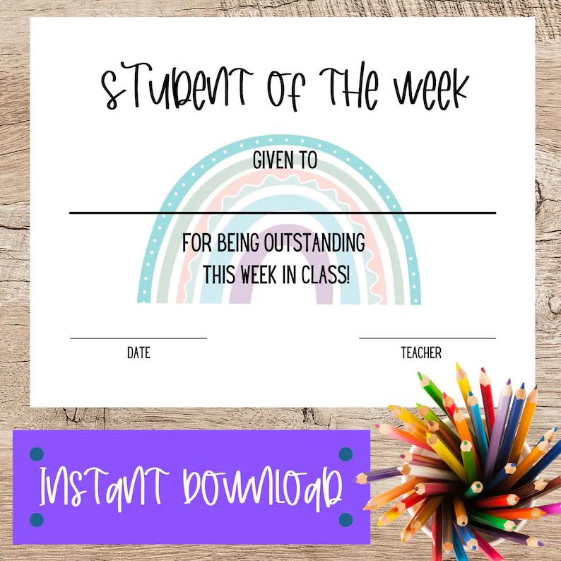 Star Student Certificate, Student of the Week, Instant Download, Printable Student Award Certific... | Etsy (US)