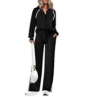 PRETTYGARDEN Women's 2 Piece Outfits Casual Lapel Half Zip Sweatshirts and Wide Leg Pants Tracksu... | Amazon (US)