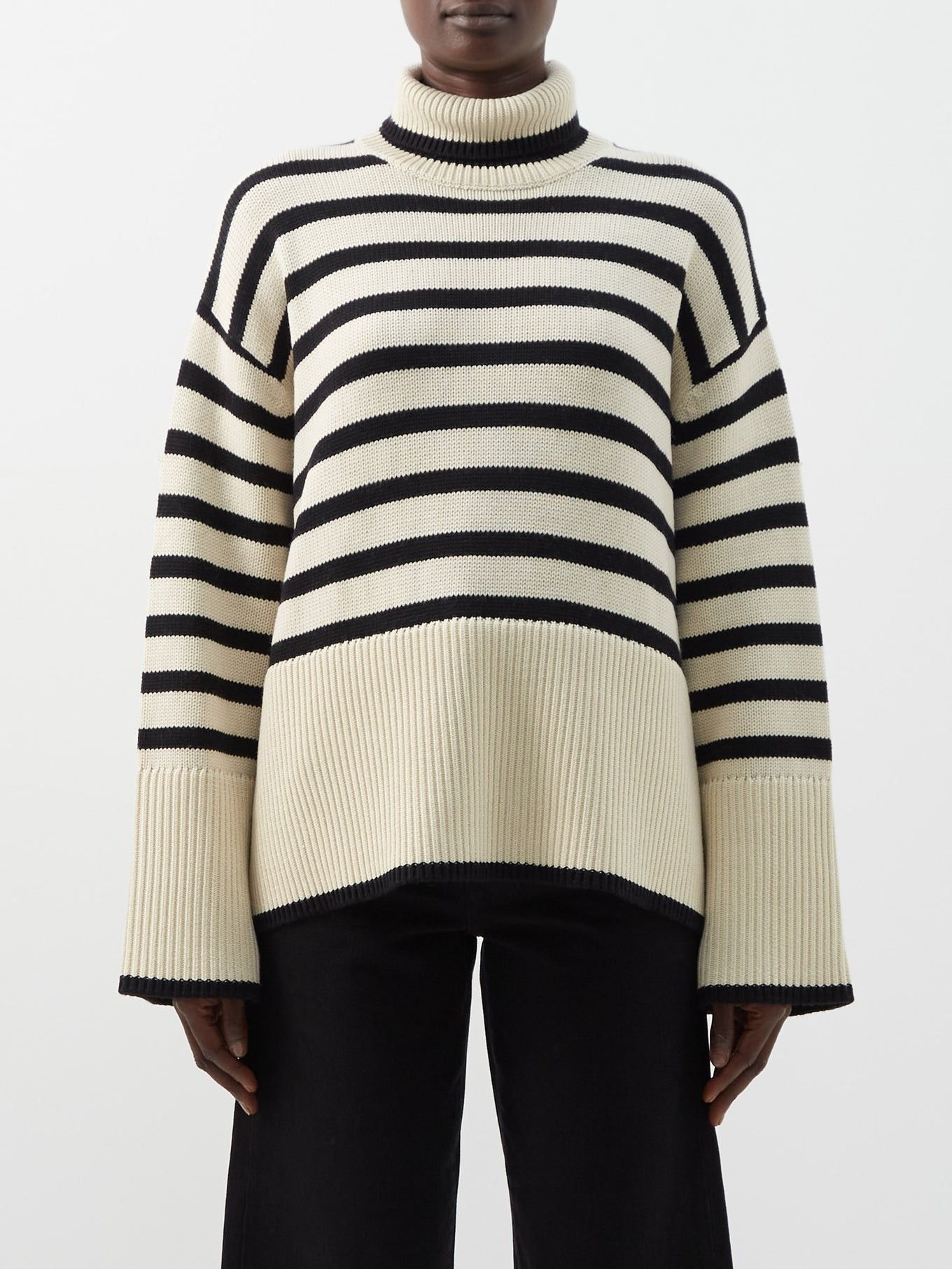Roll-neck striped wool-blend sweater | Toteme | Matches (US)