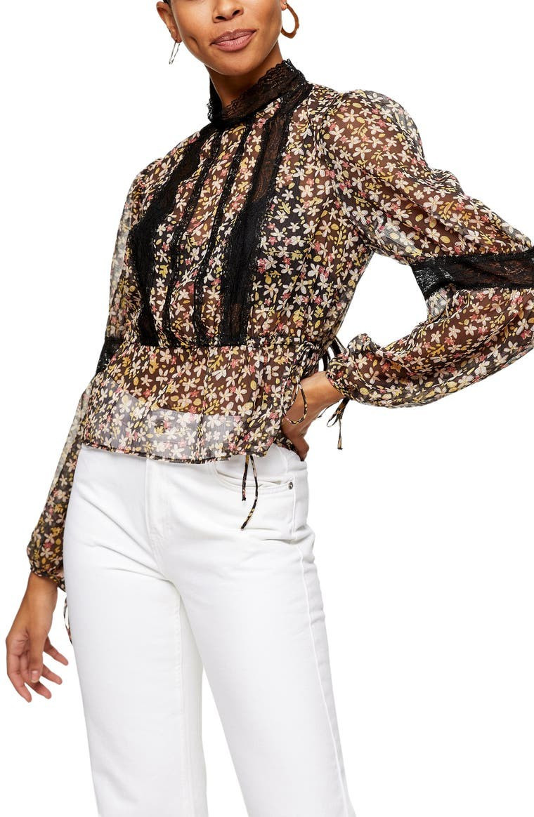 Lace Inset Floral Top | Nordstrom