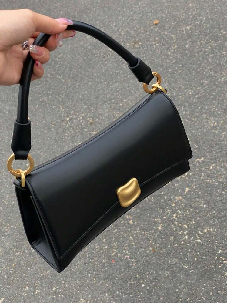 Schwarze Achseltasche Der Frauen 2024 Mit Neuer, Fortschrittlicher Textur, Eine Angesagte Nischentasche, Die Dieses Jahr Sehr Beliebt Ist. | SHEIN