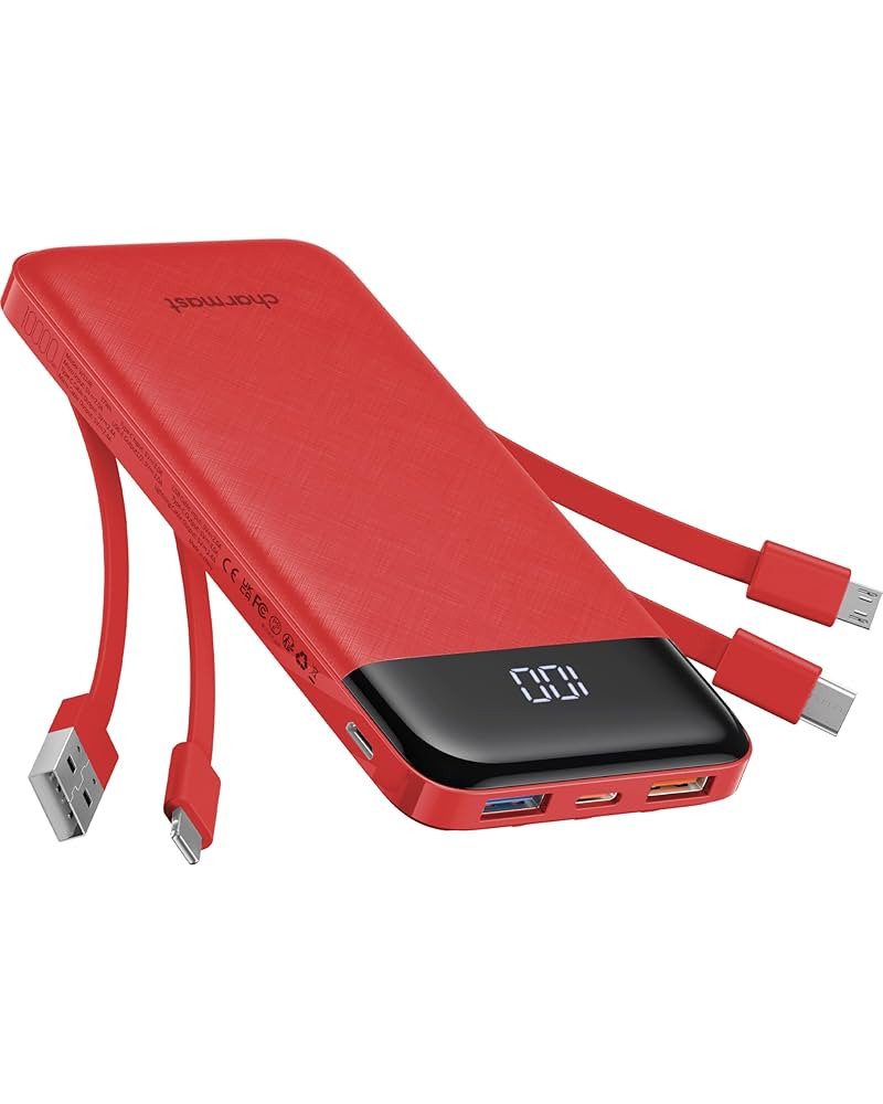 Charmast Portable Charger with Built in Cables, Power Bank with Cords Wires, Slim 10000mAh Travel... | Amazon (US)
