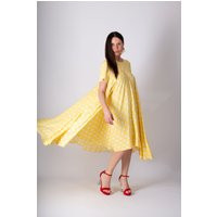 Polka Dot Dress For Women, Plus Size Maxi Dress, Summer Comfortable Loose Knee Length With Crew Neckline Kosara - Dr0208Ct | Etsy (US)