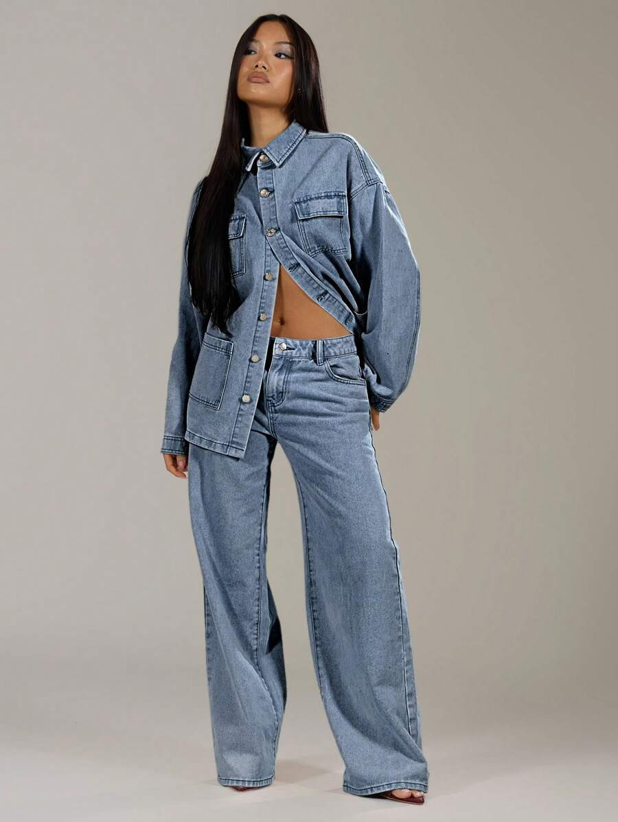 MUSERA Fall Washed Denim Low Rise Baggy Jeans Spring 90's Y2k Streetwear | SHEIN