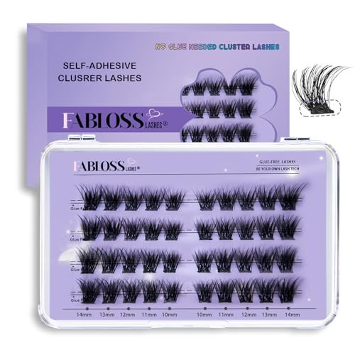 Fablosslashes Self Adhesive Eyelashes 40Pcs Press on Lashes Pre-Glued Reusable Natural Self Adhesive Cluster No Glue No Remover DIY Lash Clusters Kit (10-14MM) | Amazon (US)