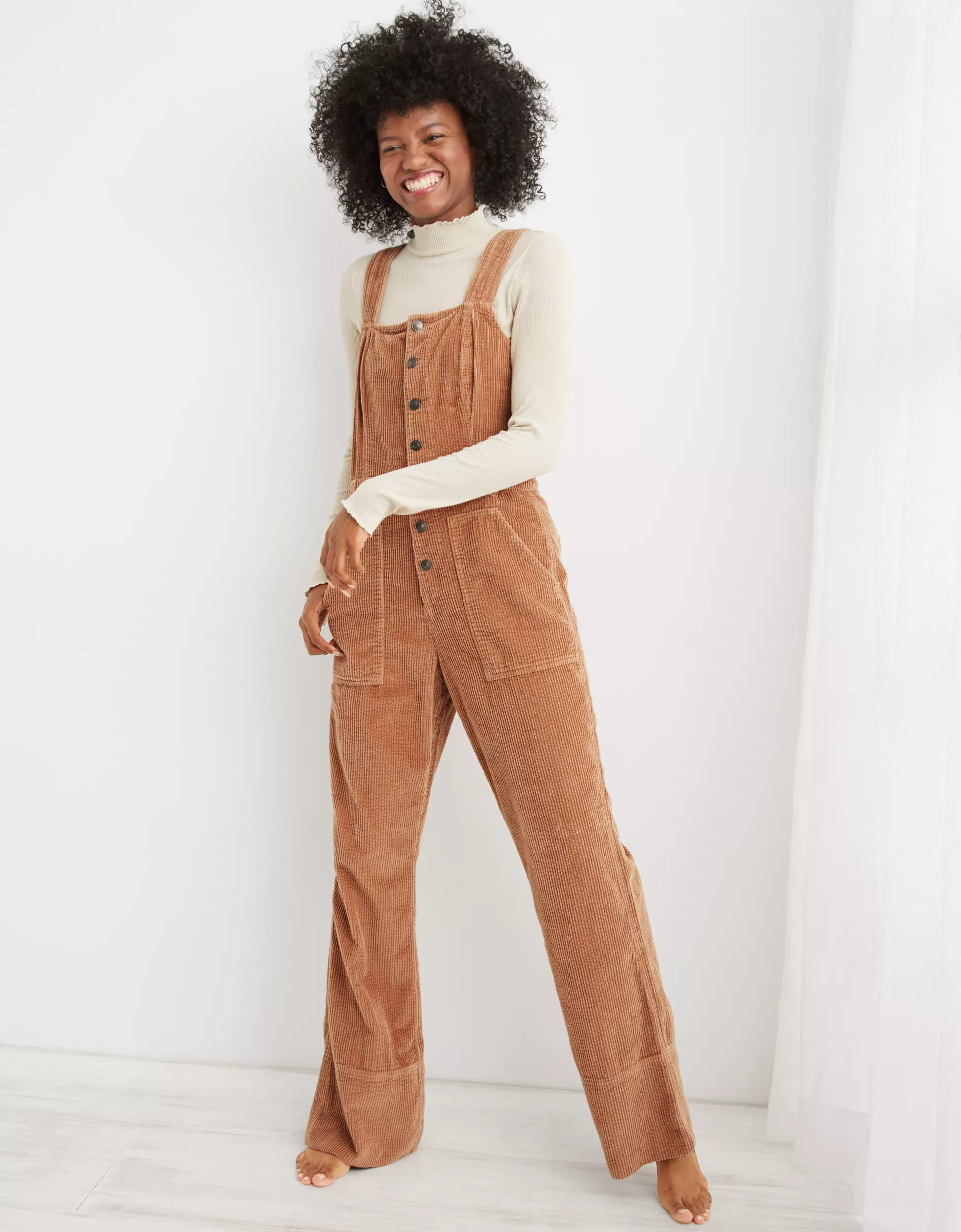 Aerie Corduroy Kick Flare Overalls | Aerie