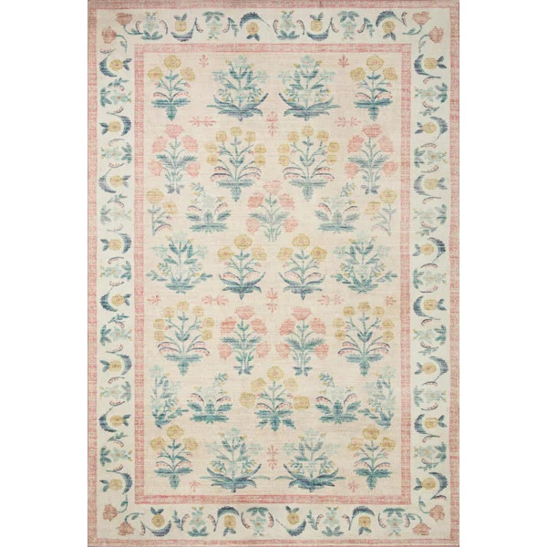 Rifle Paper Co. x Loloi Eden Mughal Rose Blush Rug feat. CloudPile | Wayfair North America