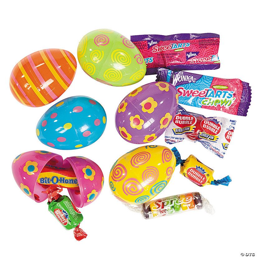2 1/4" Bright Printed Candy-Filled Plastic Easter Eggs - 24 Pc. | Oriental Trading Company