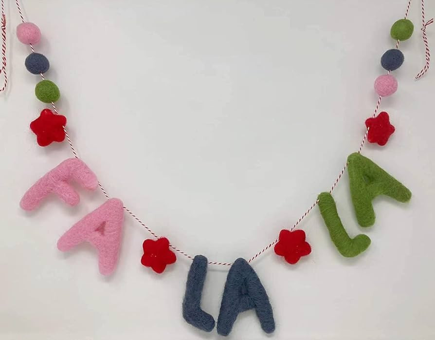 Awesome Bros Craft Falala Garland with Red Stars and Colorful Balls Made of Wool Felt with Hand S... | Amazon (US)