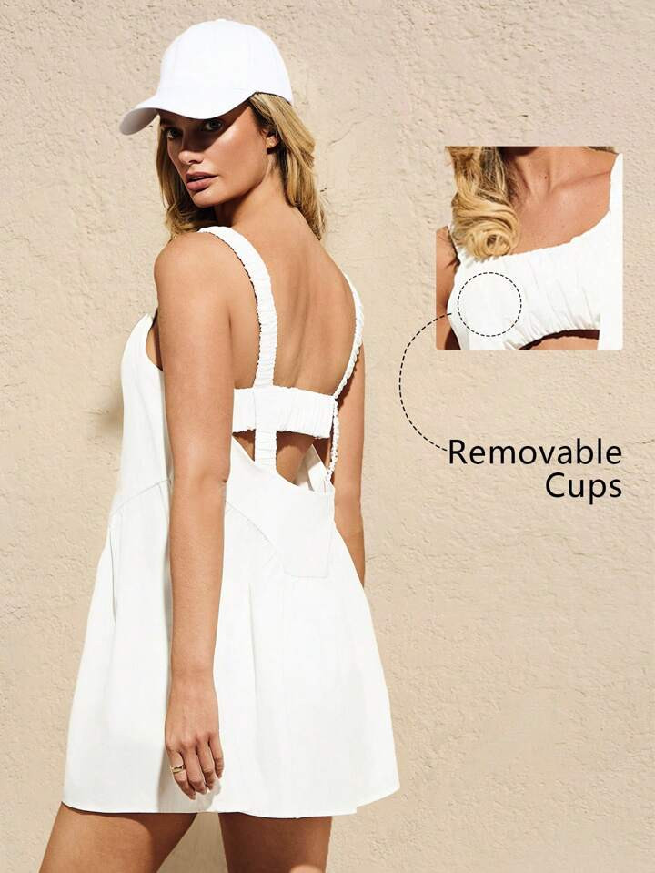 SHEIN VARSITIE Sports Summer Tennis Basic Chest Cup With Workout  Set | SHEIN