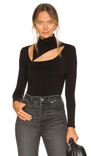 Cutout Turtleneck Top in Black | Revolve Clothing (Global)
