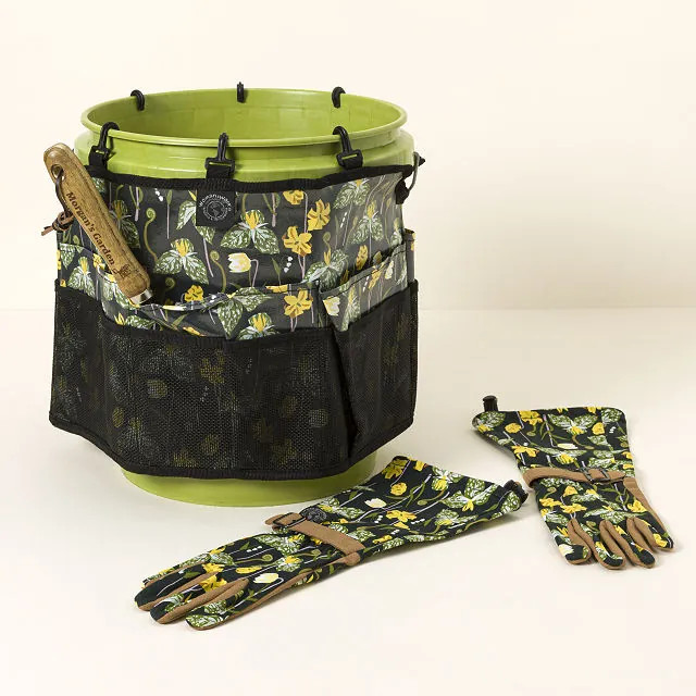 Floral Garden Bucket Caddy & Arm Saver Gloves, Gloves - Small | UncommonGoods