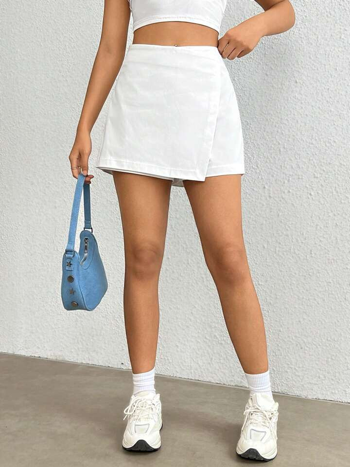 SHEIN EZwear High Waist Wrap Hem Skort | SHEIN