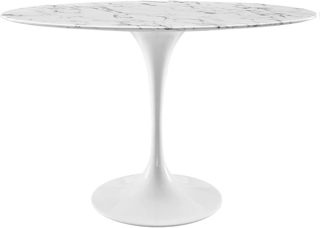 Modway Lippa 48" Oval-Shaped Mid-Century Modern Dining Table with Artificial Marble Top and White... | Amazon (US)