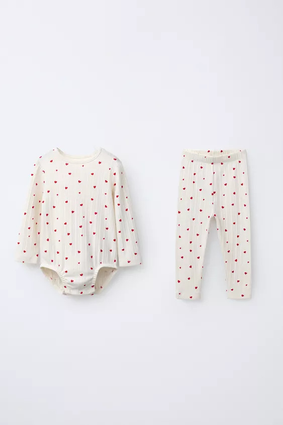 HEART PRINT BODYSUIT AND LEGGINGS SET | Zara UK