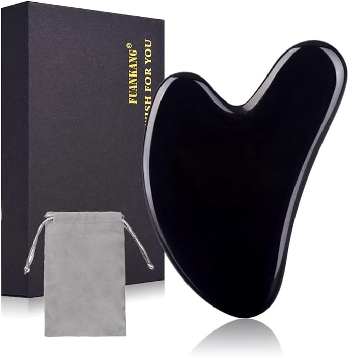 Gua Sha Facial Tools Black Guasha Stone for Skincare Face Body Relieve Muscle Tensions Reduce Puf... | Amazon (US)