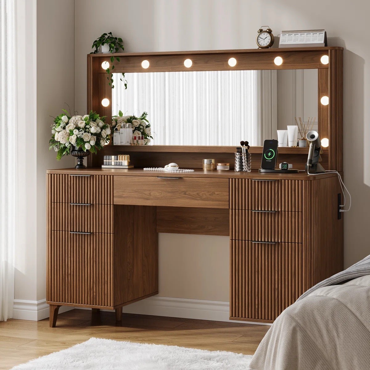 Fluted makeup vanity desk with large 39” mirror and lights — perfect for beauty routines, organization, and a modern glam setup. ON SALE and under $250.

Keywords:

* makeup vanity desk
* vanity with mirror and lights
* fluted vanity
* modern vanity desk
* beauty vanity table
* dressing table with mirror
* lighted vanity
* glam vanity
* bedroom decor
* beauty room setup
* getting ready space
* home organization
* daily routine aesthetic
* apartment decor ideas
* modern home decor
* vanity setup ideas
* modern glam aesthetic
* soft luxury decor
* feminine interior style
* clean girl aesthetic
* beauty room aesthetic
* editorial interiors
* elevated everyday living
* warm minimal design

#LTKHome #LTKSaleAlert #LTKgrwm