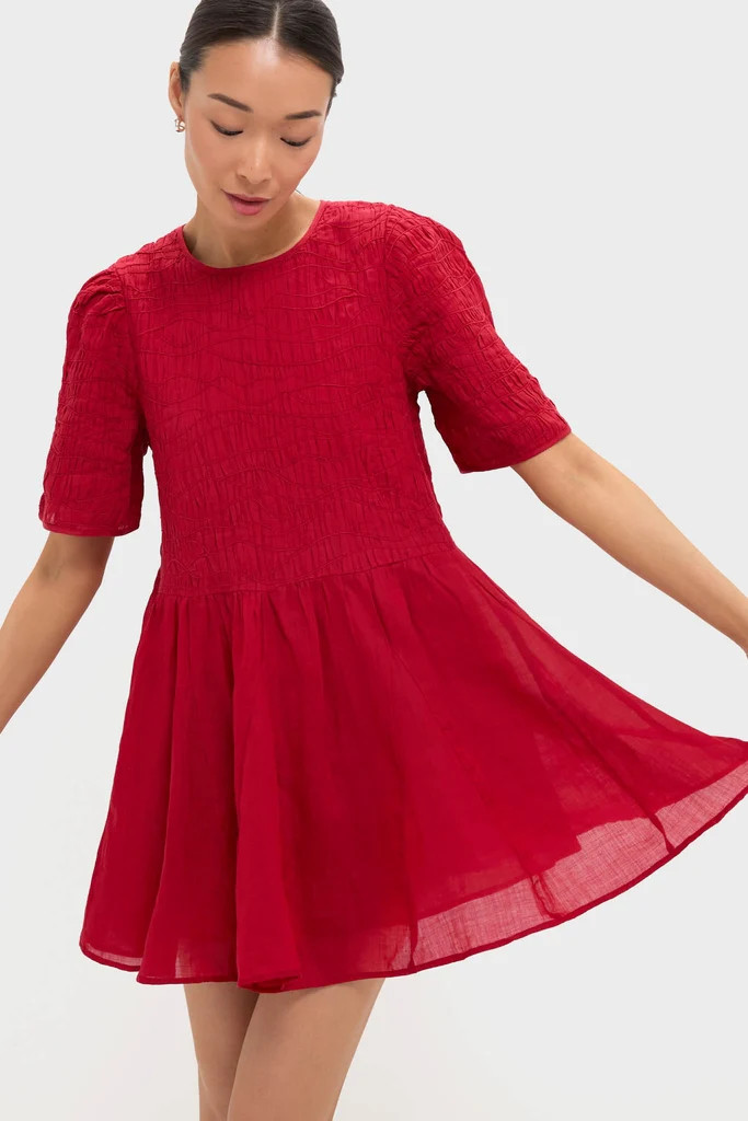 Red Imogen Solid Short Sleeve Dress | Tuckernuck (US)