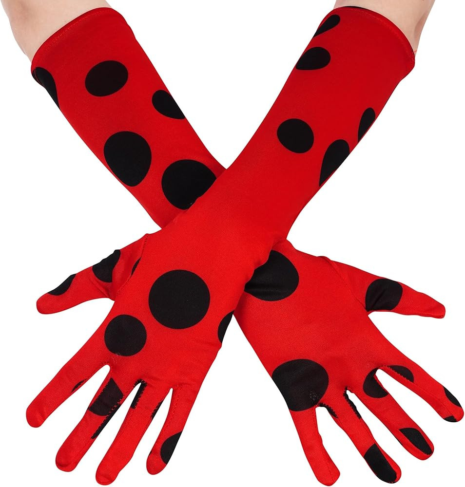 obmwang Red and Black Polka Dot Gloves Elbow Length Party Gloves for Women Halloween Cosplay Acce... | Amazon (US)