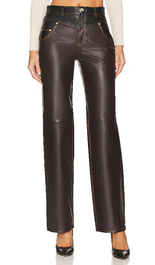 L'Academie Clarette Leather Pant in Brown. - size M (also in L, S, XL) | Revolve Clothing (Global)