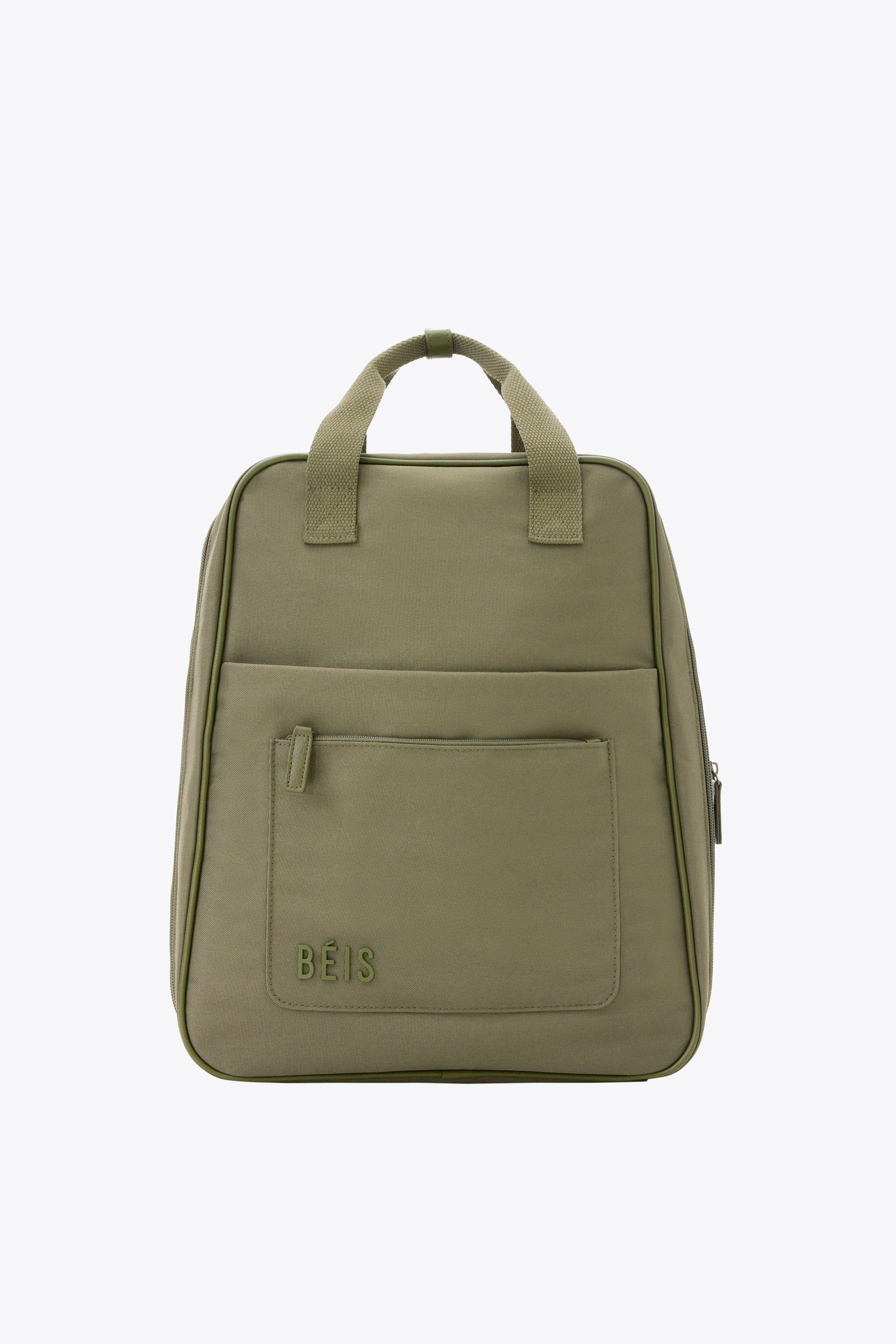 BÉIS 'The Expandable Backpack' in Olive - Green Expandable Backpack For Work & Travel | BÉIS Travel