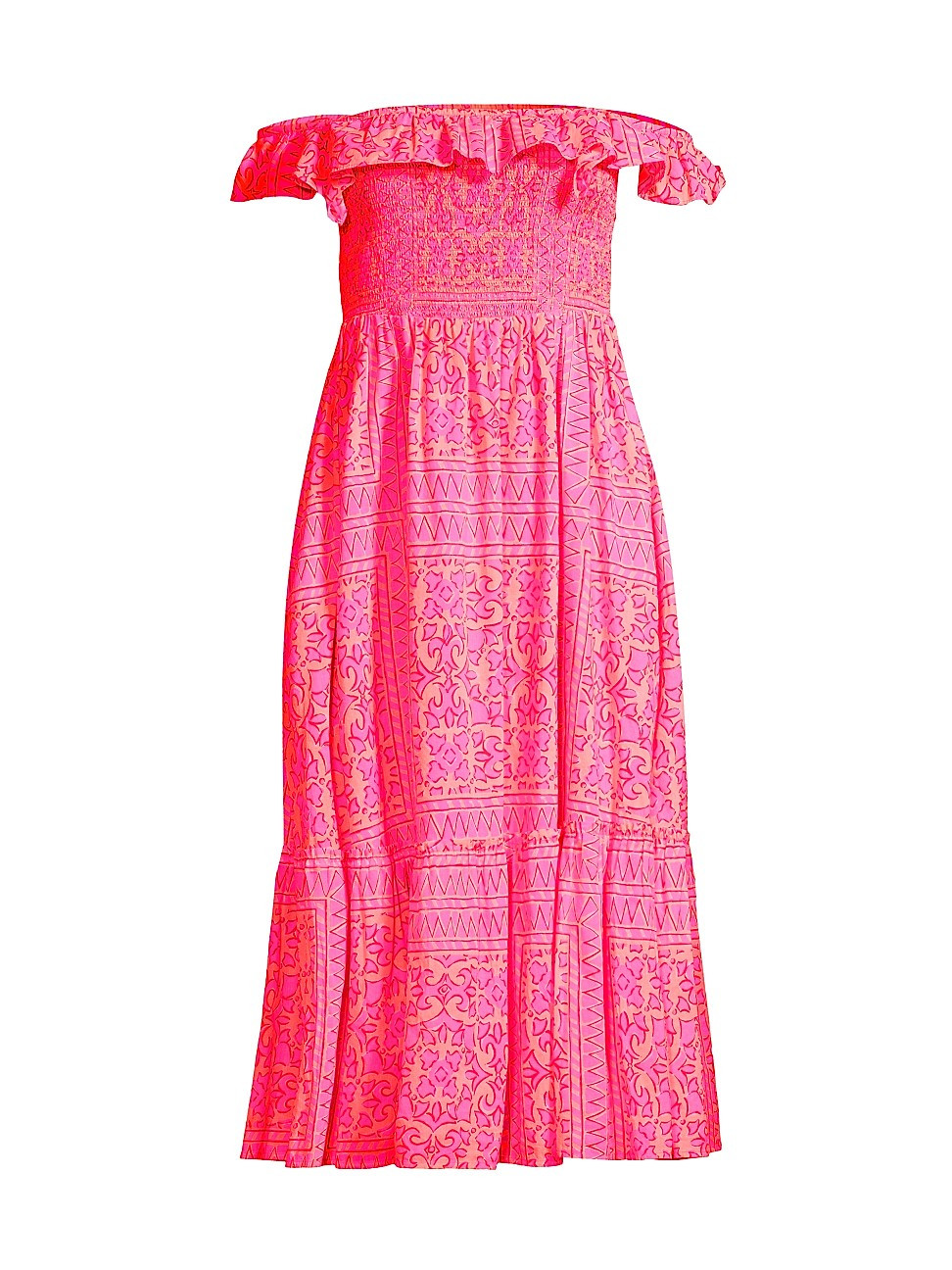 Neon Tortola Smocked Midi Dress | Saks Fifth Avenue