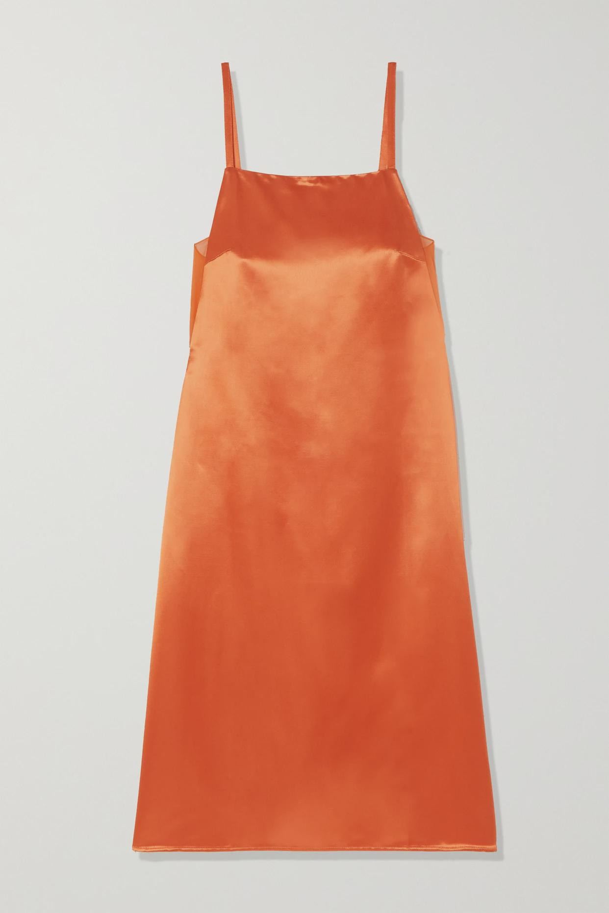 LOEWE - Silk-paneled Satin Dress - Orange | NET-A-PORTER (UK & EU)