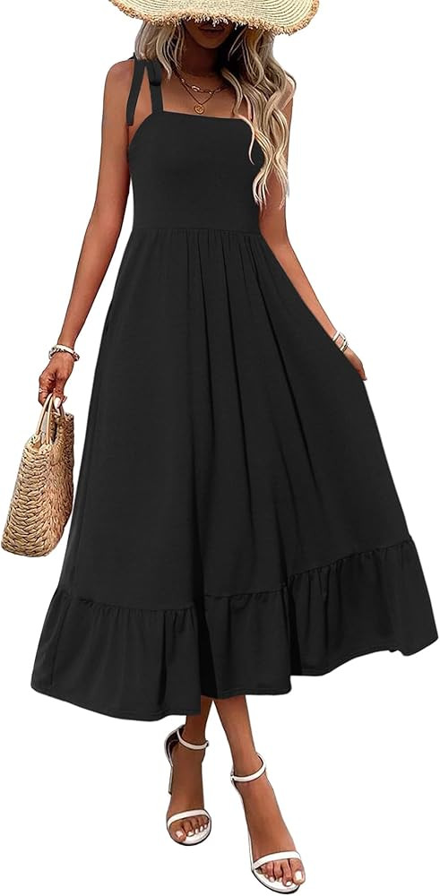 Zeagoo Women Summer Maxi Dress with Pockets 2025 Spaghetti Strap Sundress Casual Flowy Boho Dress... | Amazon (US)