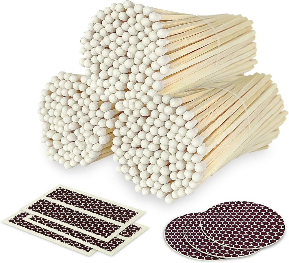 4" White Matches + Striker Stickers Included | 300 Classy White Tip Decorative Safety Matches | P... | Amazon (US)