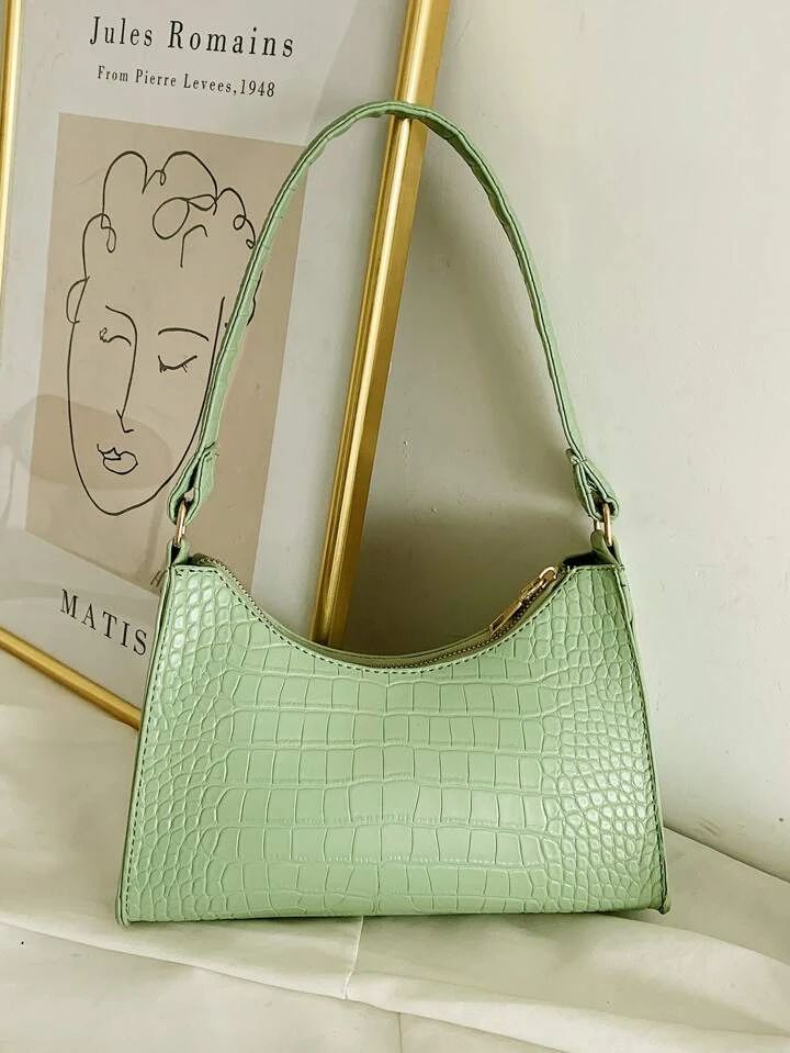 Croc Embossed Baguette Bag
         ExclusiveGBP£4.504.95(1000+)    Color: Green         
      ... | SHEIN