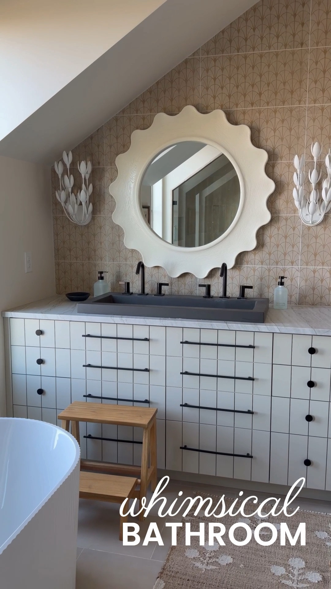 Finally done with this upstairs kids’ bathroom!! Love it! Linked everything I could. The mirror is from my line available on vineyardhomecollection.com.

#LTKHome #LTKSaleAlert #LTKmomlife