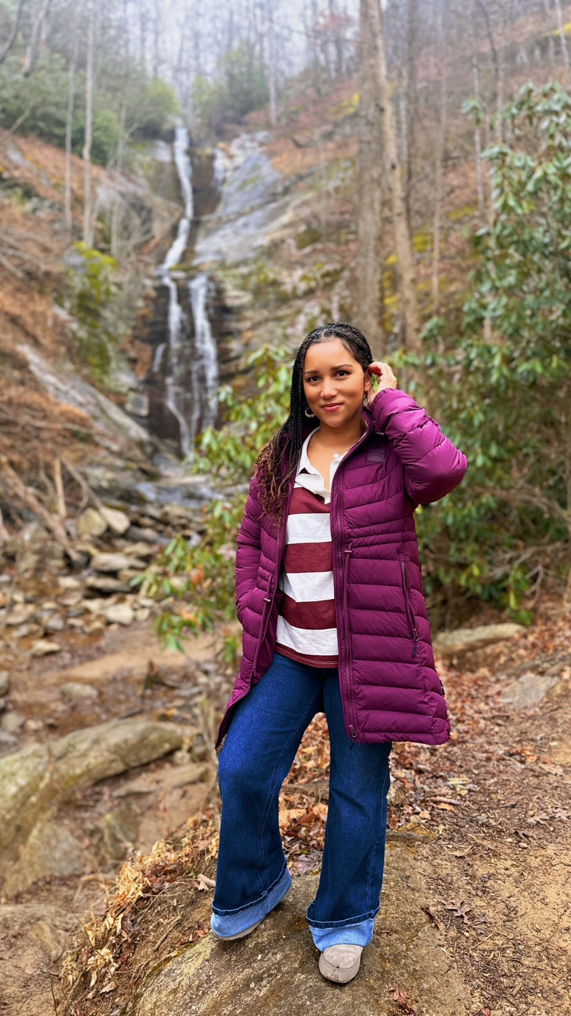 Trail-ready but make it chic! ⛰️
Sometimes I have trouble finding cute outfits for active vacations, but a cozy rugby sweater layered under a long puffer, comfy jeans, and sturdy boots = the perfect winter hiking fit that keeps you warm, comfy, and effortlessly on trend.

Winter outfit
Cold weather outfit
Burgundy jacket 
Cuffed jeans
Winter jacket
Winter coat

#LTKOver40 #LTKSeasonal #LTKootd